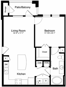 A2 - Ph II - 1 Bdr / 1 Bath - 705 Sq. Ft.*