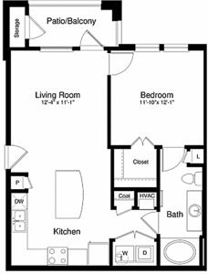 A2 - Ph I - 1 Bdr / 1 Bath - 705 Sq. Ft.*