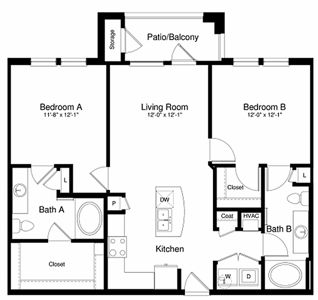 A3 - Ph II - 1 Bdr / 1 Bath - 911 Sq. Ft.*