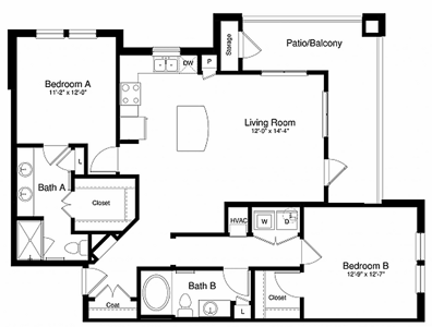 B2 - Ph II - 2 Bdr / 2 Bath - 1142 Sq. Ft.*