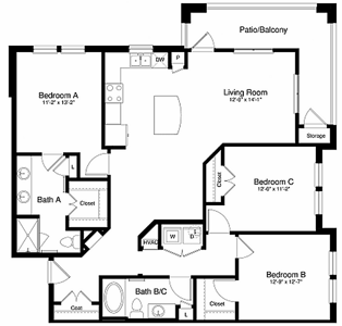 C1 - Ph II - 3 Bdr / 2 Bath - 1361 Sq. Ft.*